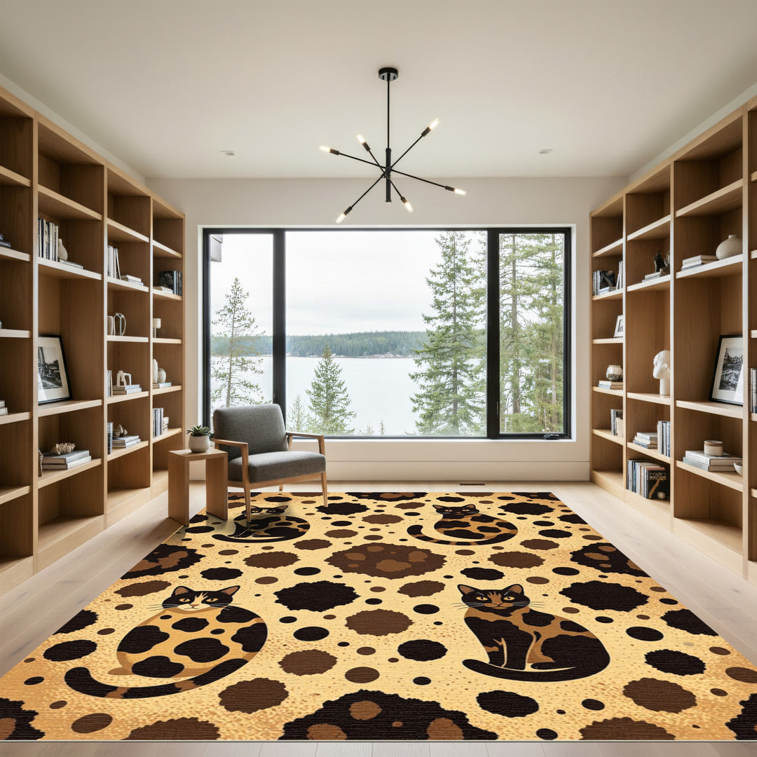 Golden Brown Feline Spot Repeat Rug