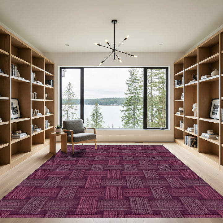Plum Woven Lattice Textured Rug