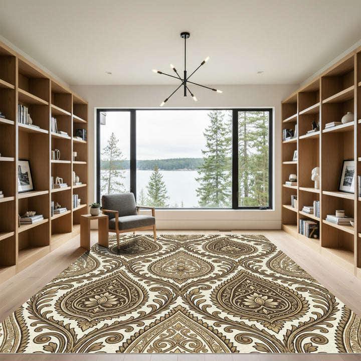 Gilded Paisley Floral Brocade Rug