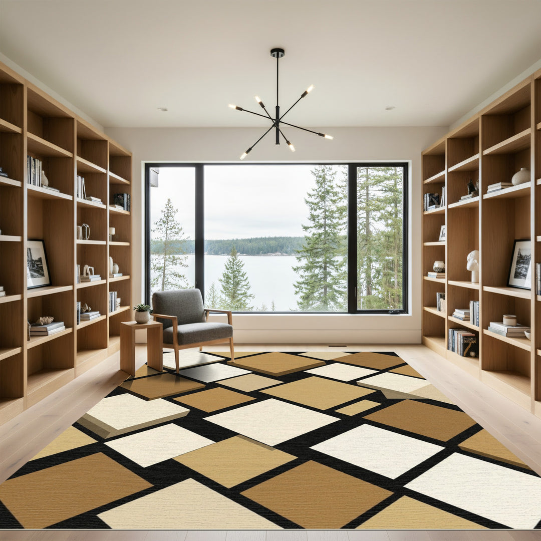 Earthy Tones Diamond Overlay Rug