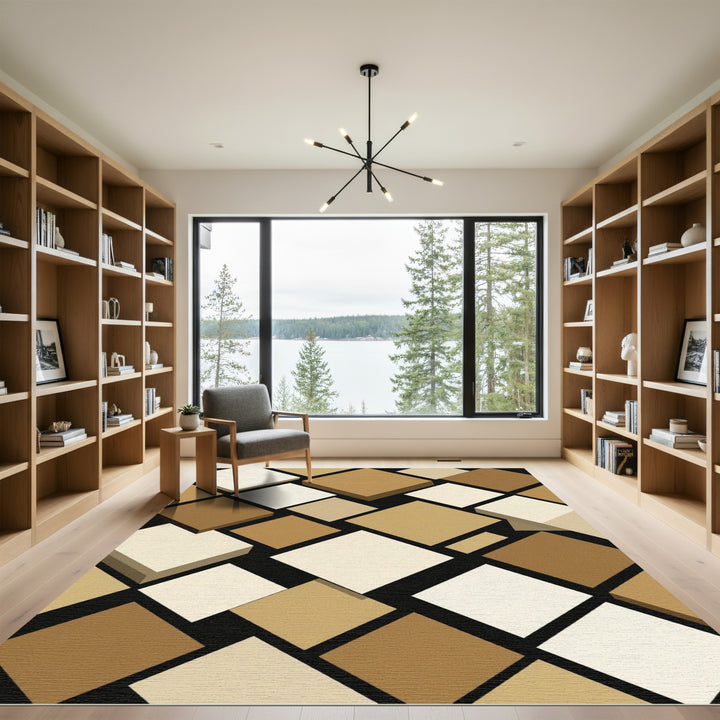 Earthy Tones Diamond Overlay Rug