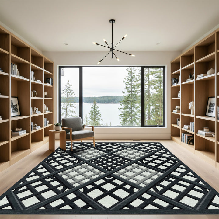 Dark Gray Intersecting Lattice Rug
