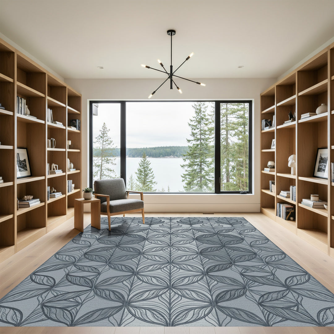 Monochromatic Grey Leaf Linkage Rug