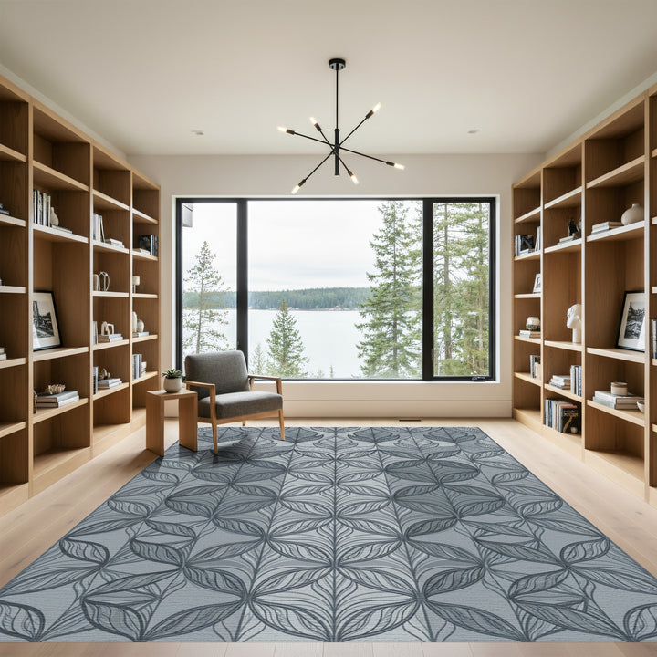 Monochromatic Grey Leaf Linkage Rug