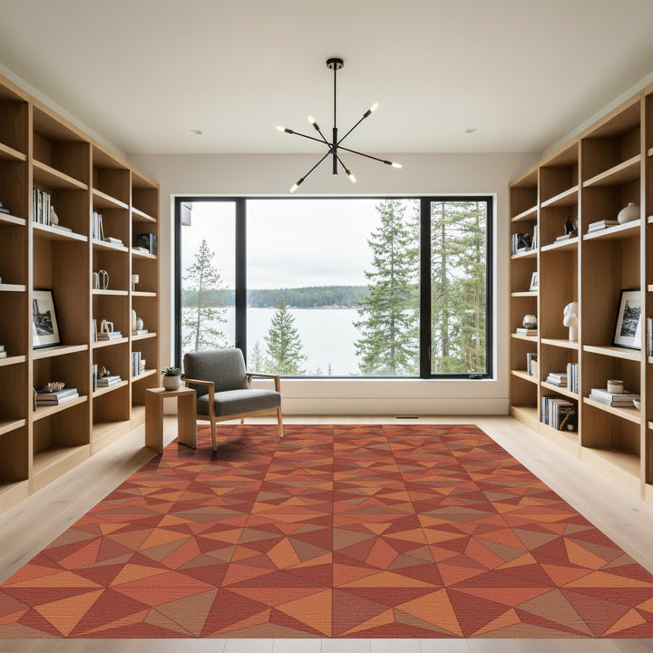 Earthy Terracotta Geometric Shattered Crystal Rug