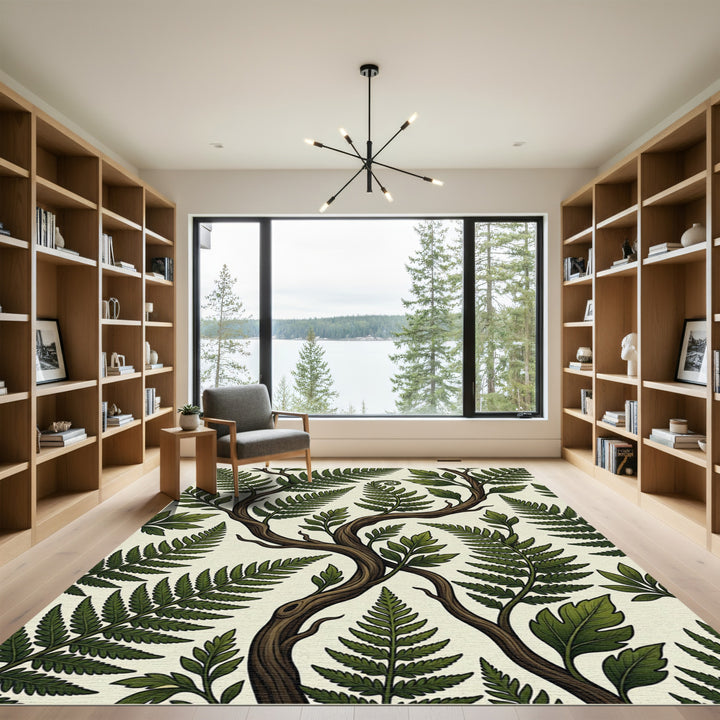 Vintage Fern Frond Botanical Rug