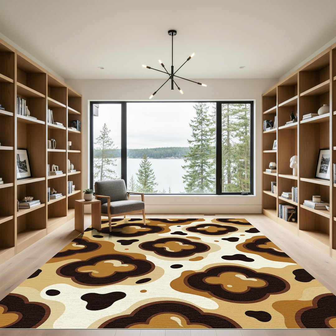 Retro Abstract Clover Swirl Rug