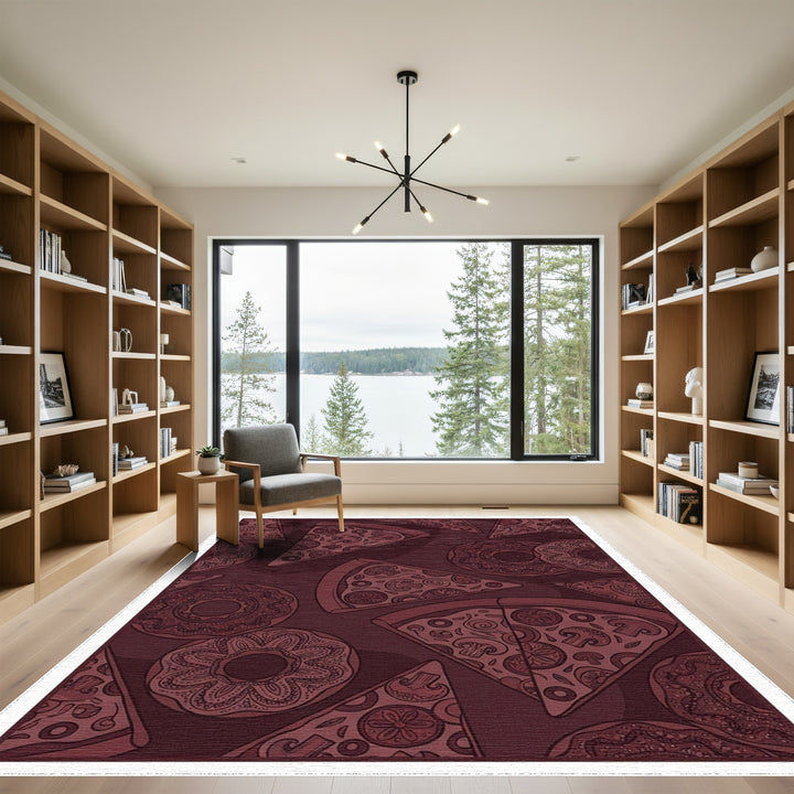 Dark Brown Pizza Donut Food Art Rug