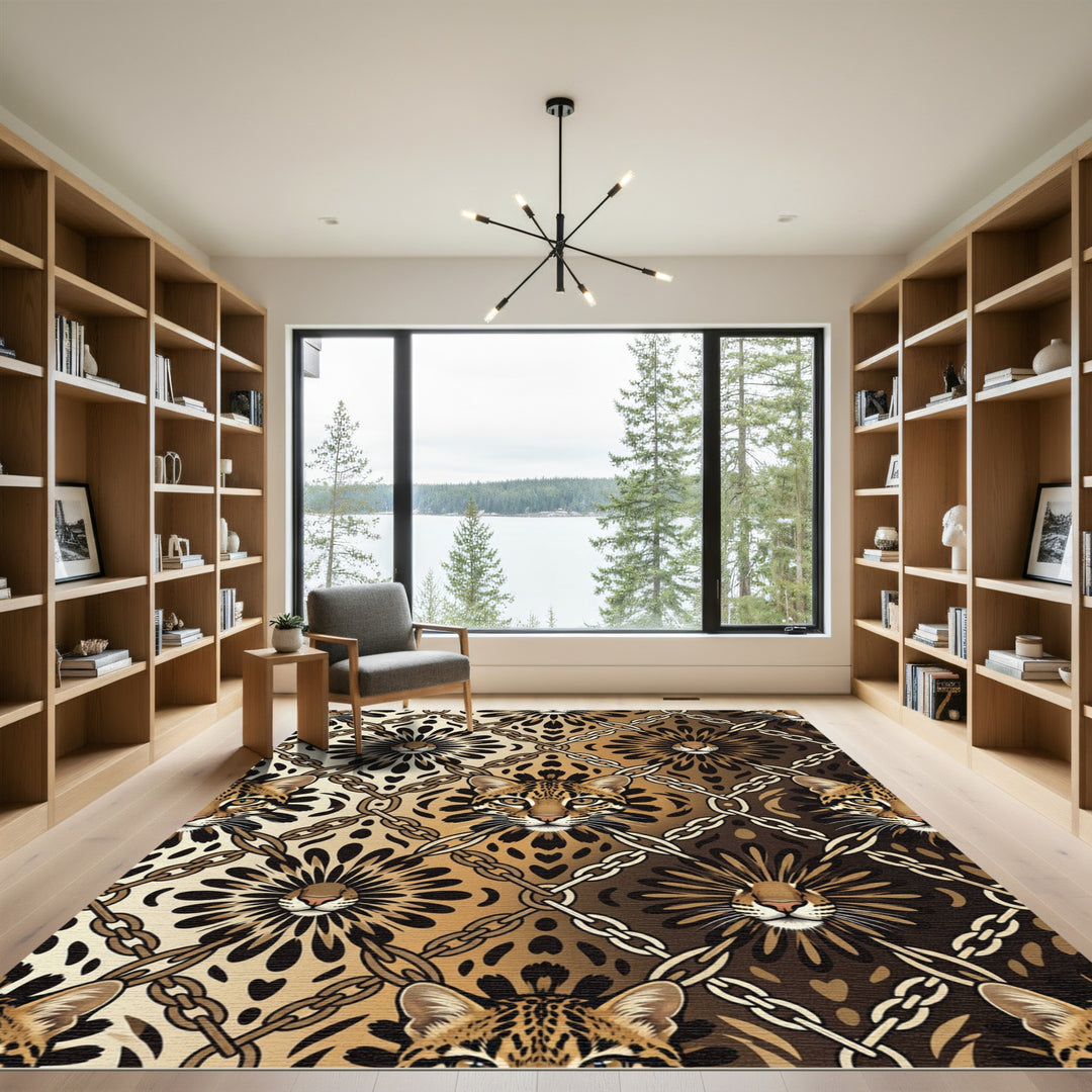 Ocelot Chain Link Brown Medallion Rug