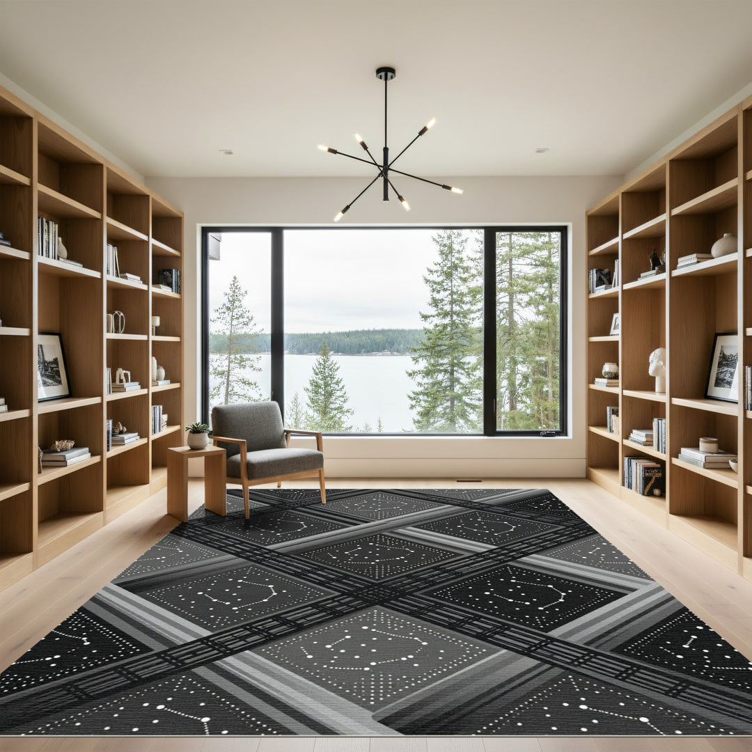 Dark Galaxy Constellation Square Rug