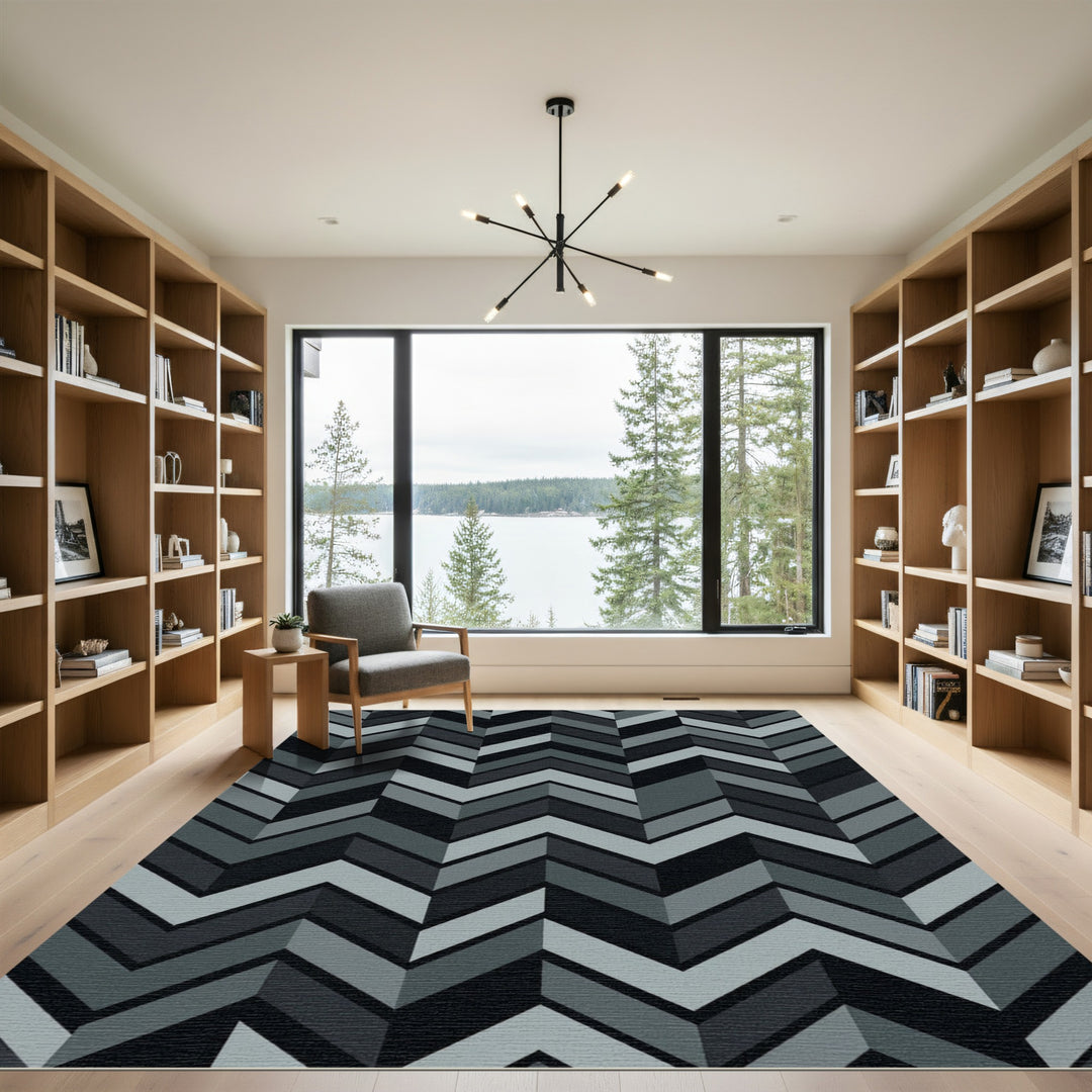 Monochrome Zigzag Chevron Rug