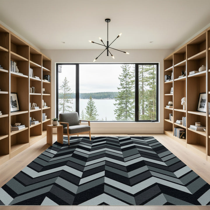 Monochrome Zigzag Chevron Rug