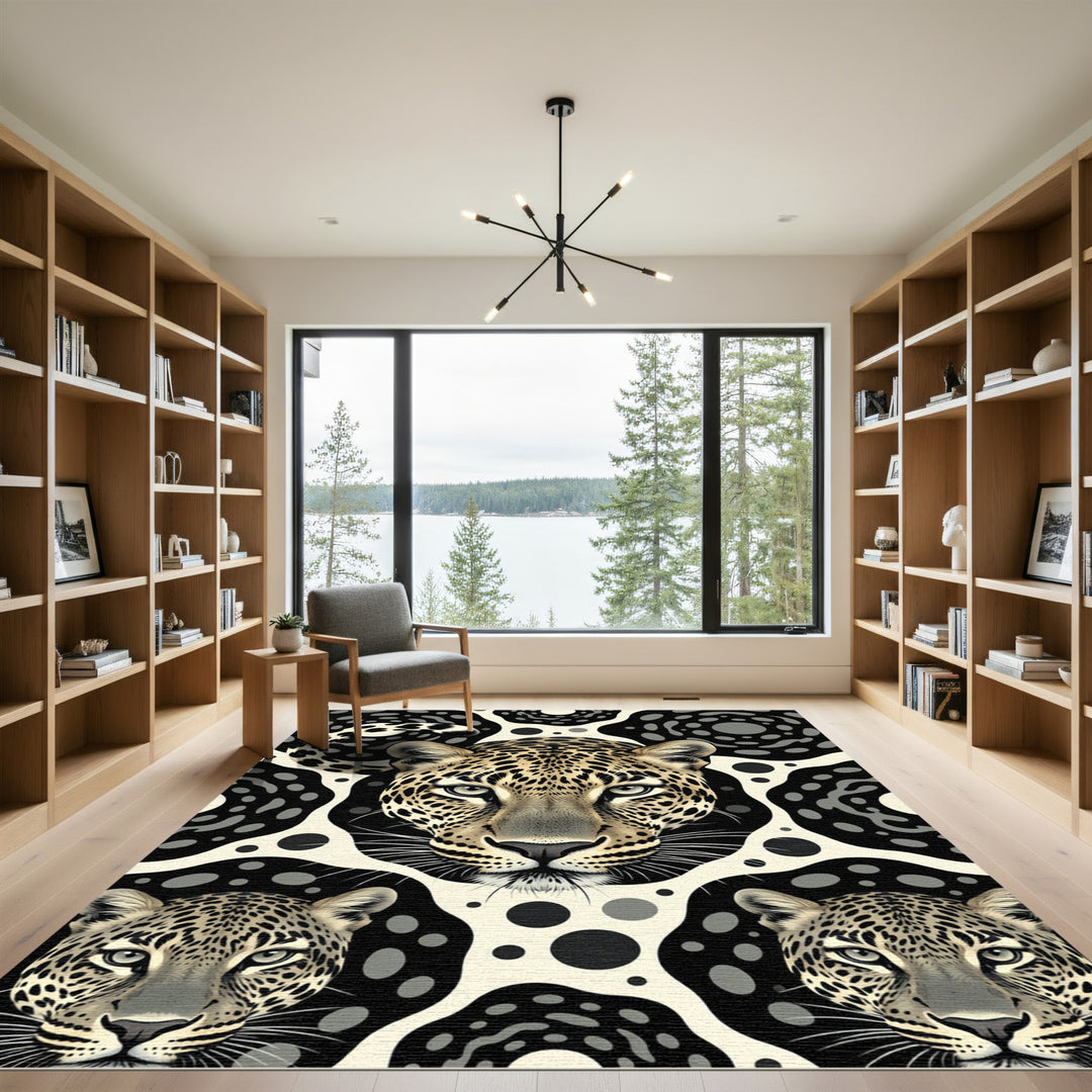 Leopard Spot Bold Black Cream Rug