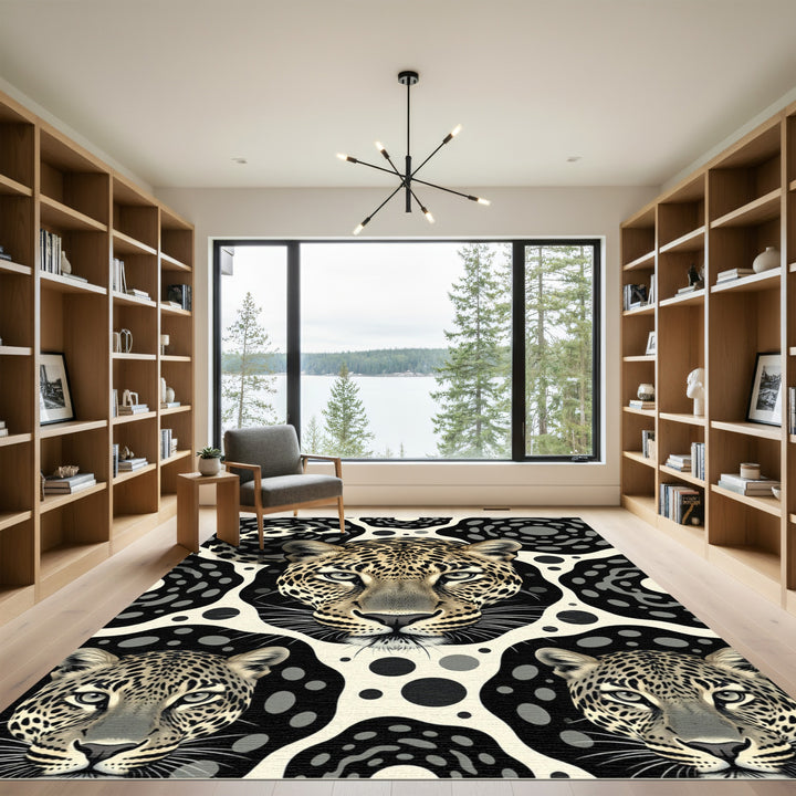 Leopard Spot Bold Black Cream Rug