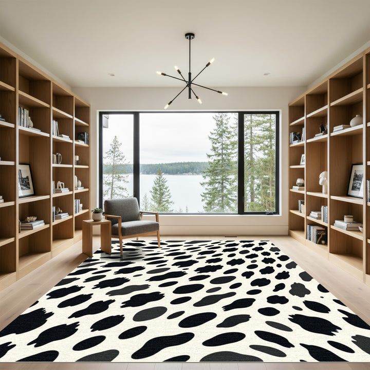 Bold Black Cow Spots Rug