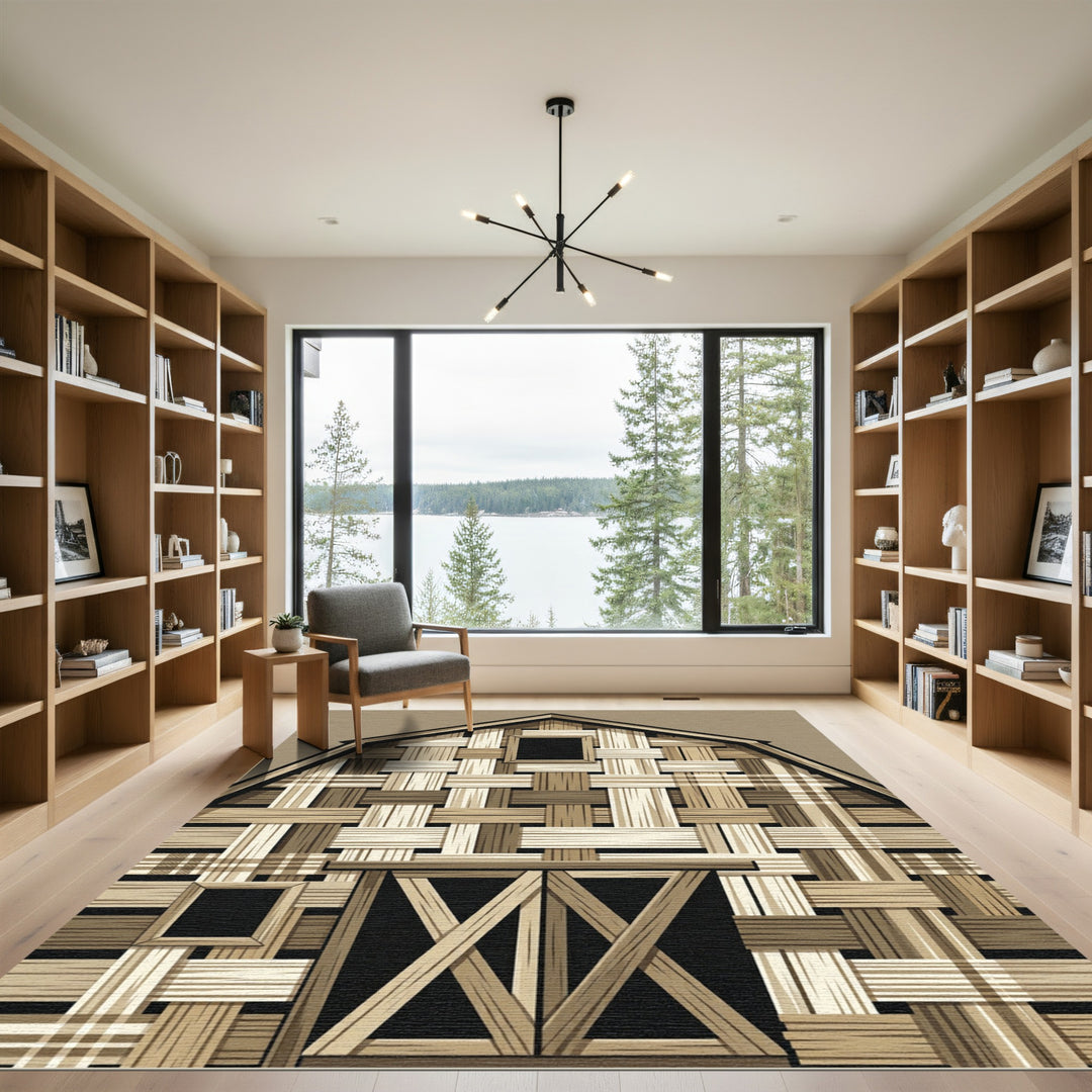 Woven Wood Grain Barn Texture Rug