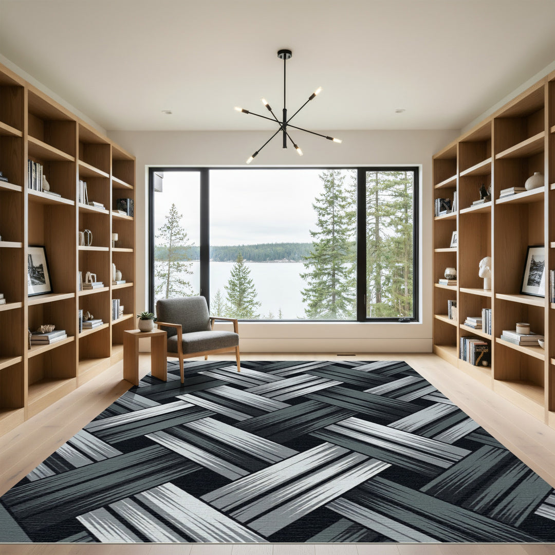 Gray Woven Herringbone Weave Rug