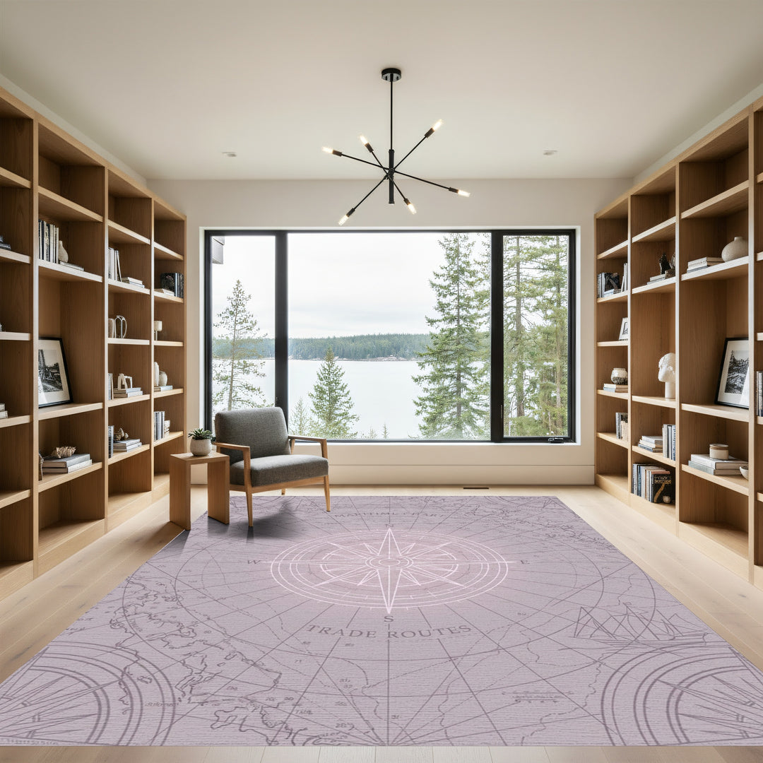 Nautical Compass Rose Maritime Chart Rug