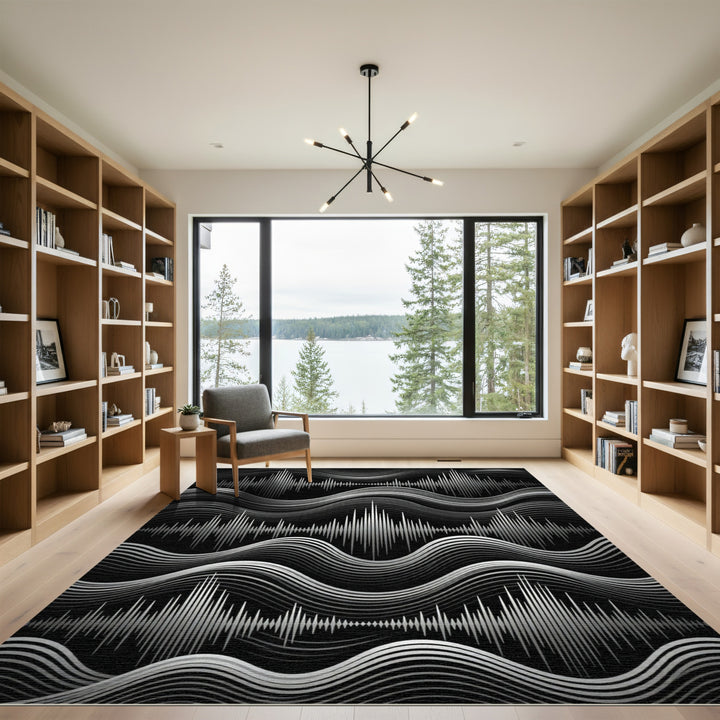 Dynamic Silver Wave Visualizer Rug