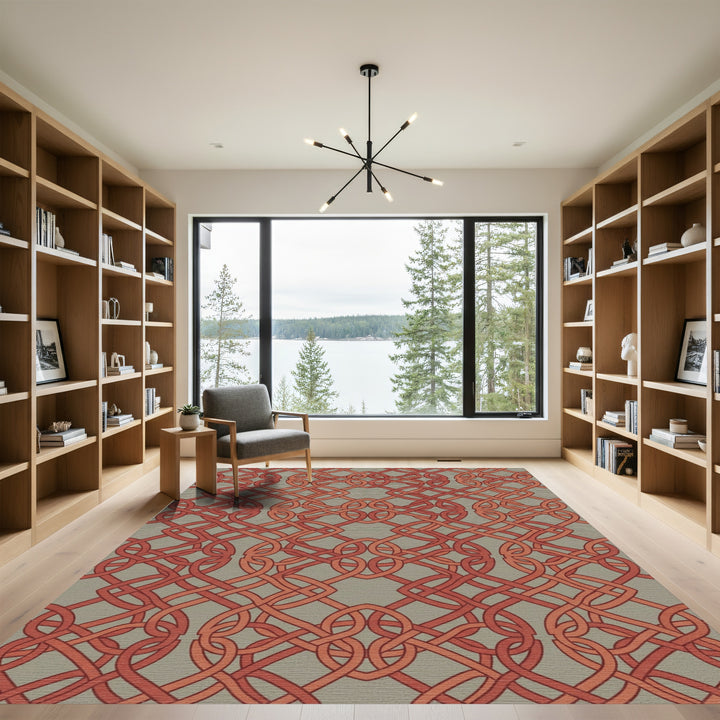 Warm Orange Intricate Interlace Rug