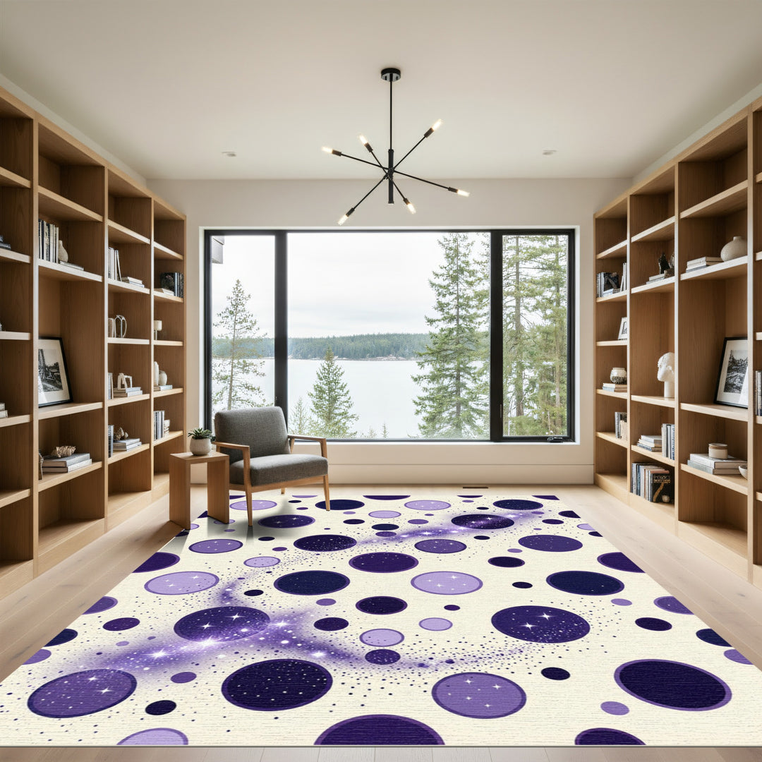 Cosmic Purple Starry Night Circles Rug
