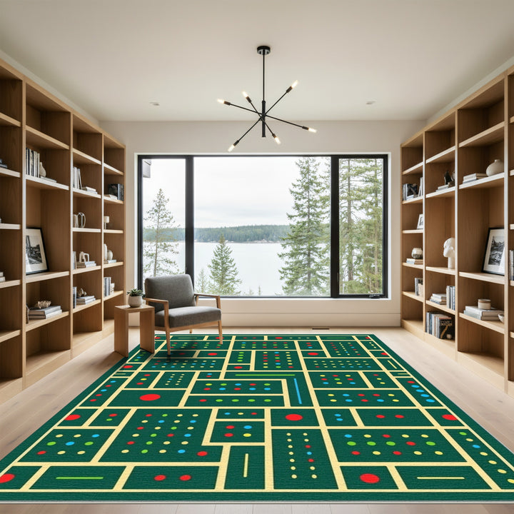 Retro Geometric Grid Dot Arrangement Rug
