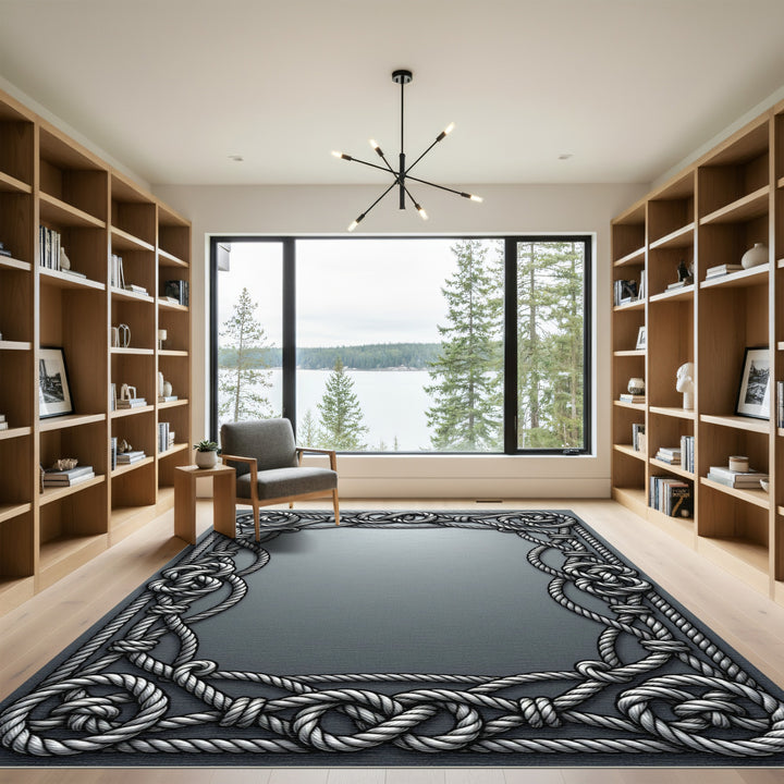 Silver Rope Nautical Border Weave Rug