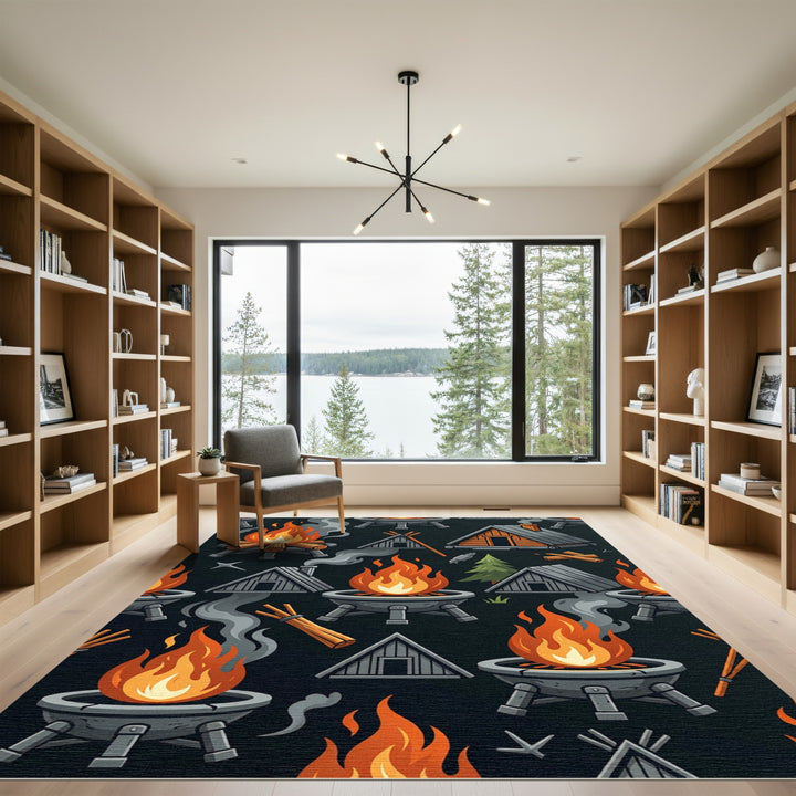 Cozy Campfire Woodland Cabin Rug