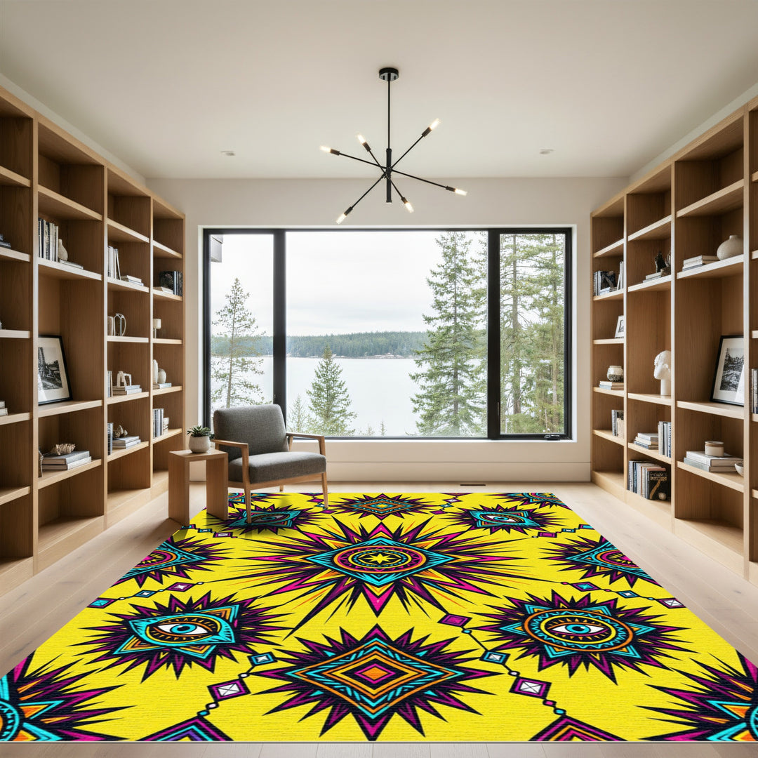 Vibrant Sunburst Eye Geometric Rug