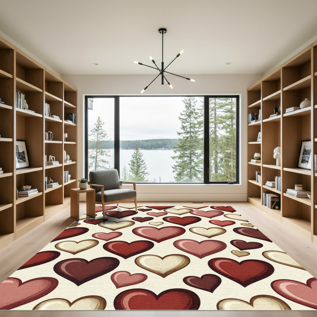 Romantic Red Burgundy Heart Collection Rug