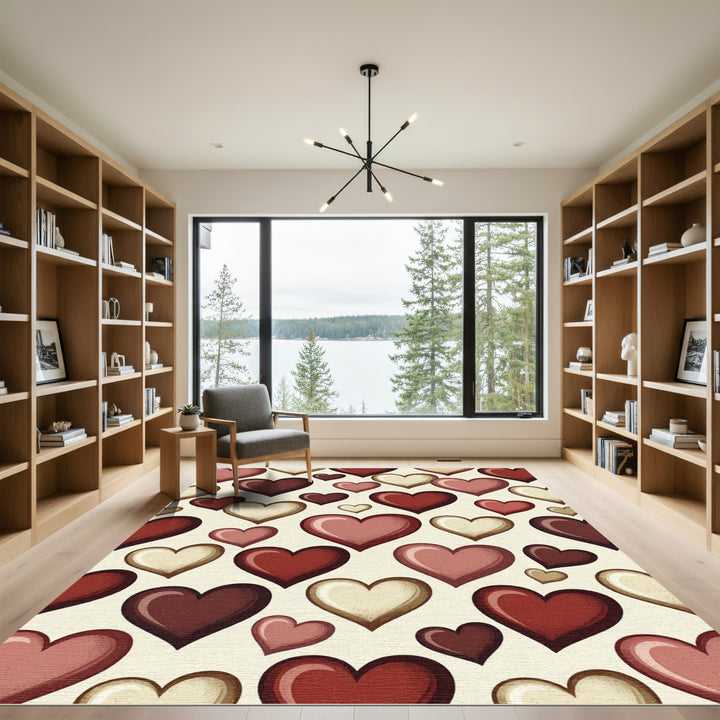 Romantic Red Burgundy Heart Collection Rug