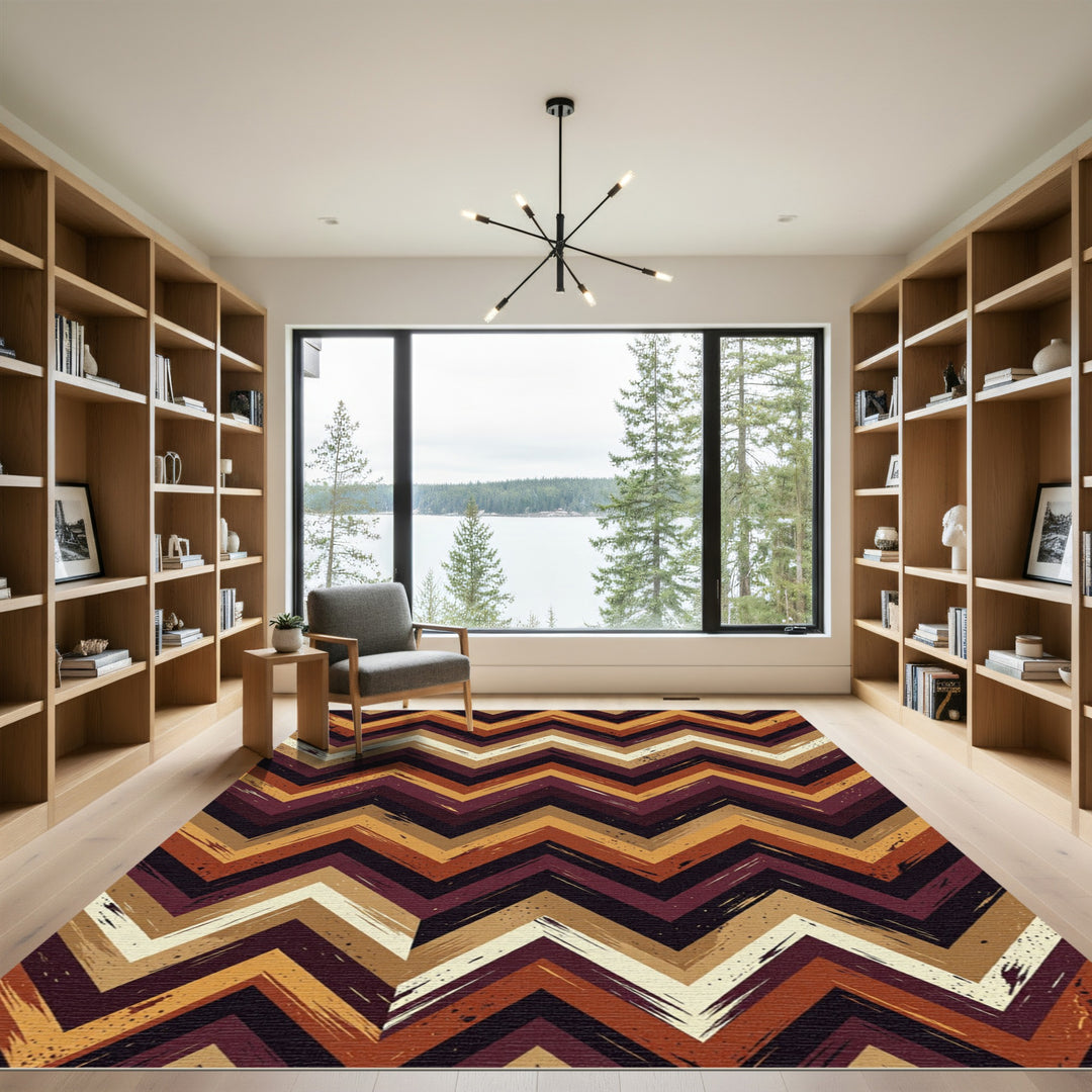 Bohemian Earth Tone Chevron Rug