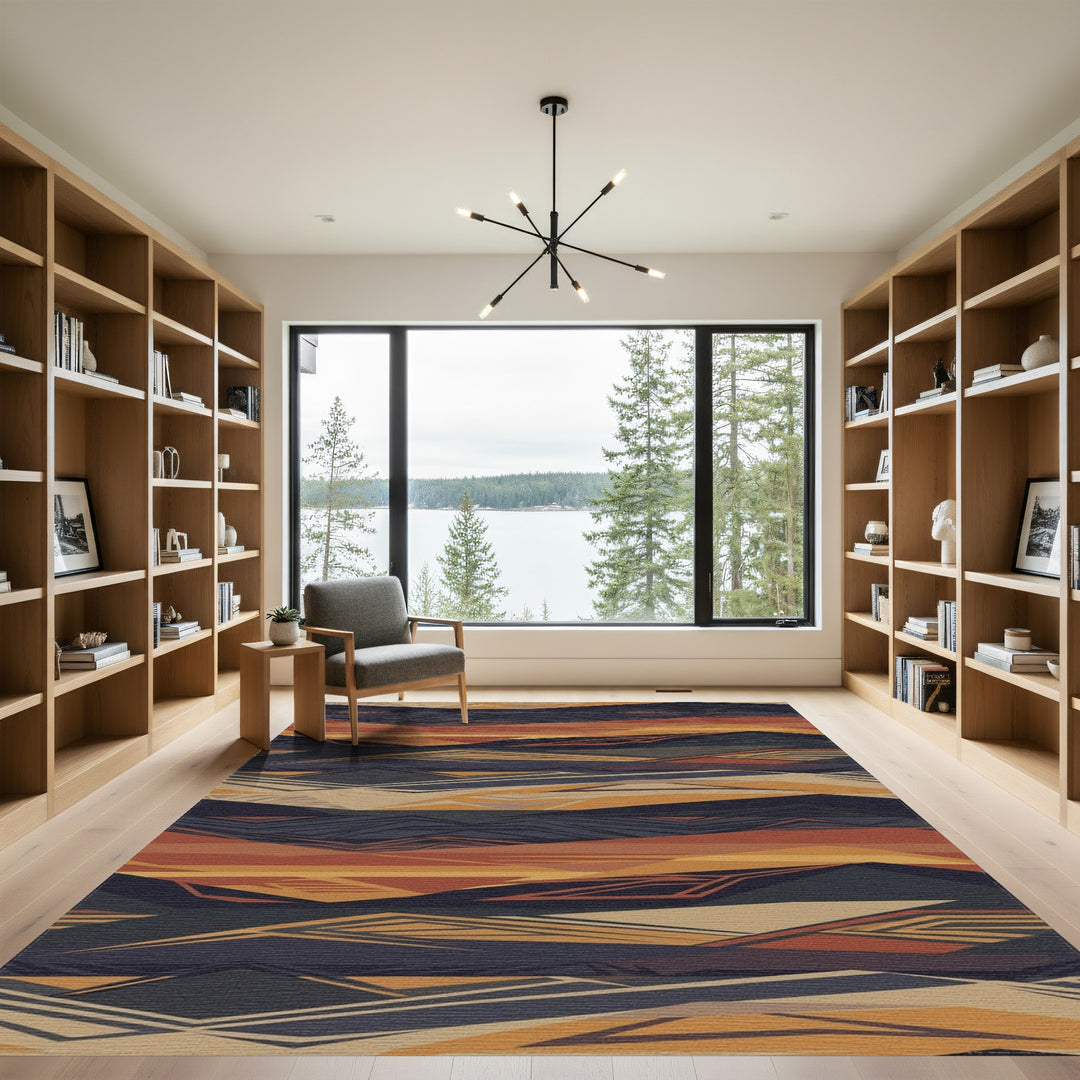 Earthy Canyon Landscape Abstract Layers Rug