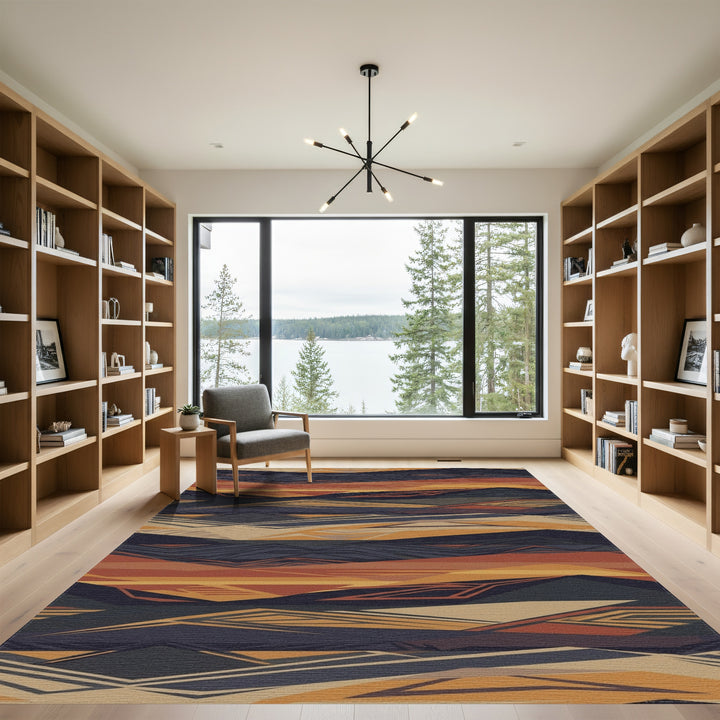 Earthy Canyon Landscape Abstract Layers Rug