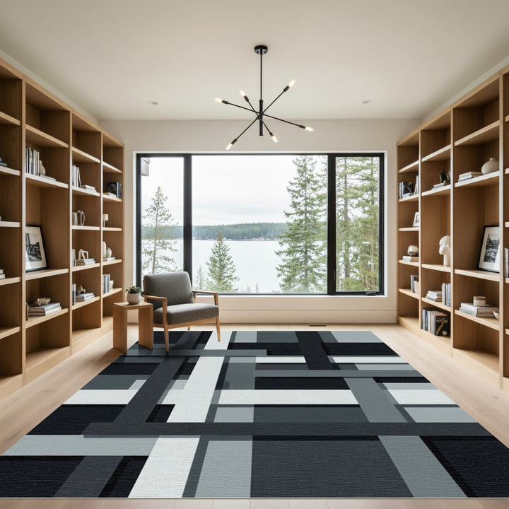 Monochromatic Geometric Interlocking Bars Rug
