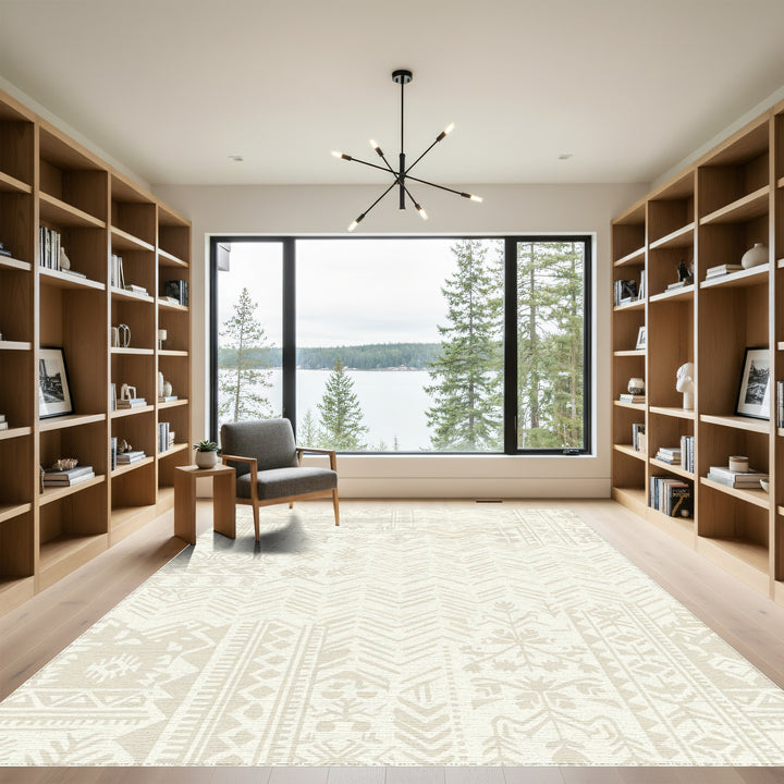 Cream Boho Patchwork Geometric Rug