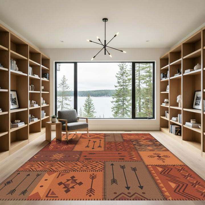 Earthy Tone Geometric Patchwork Rug