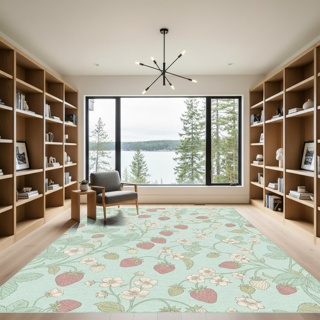 Pastel Strawberry Vine Blossom Rug