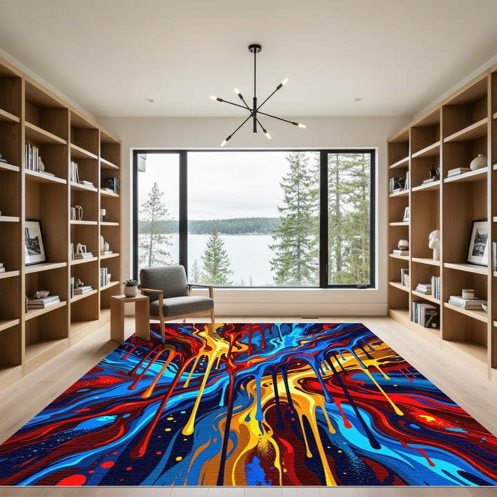 Vibrant Dripping Colors Abstract Swirl Rug