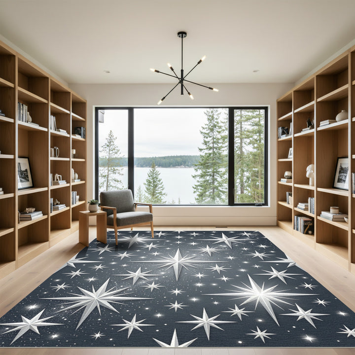 Celestial White Starry Night Rug