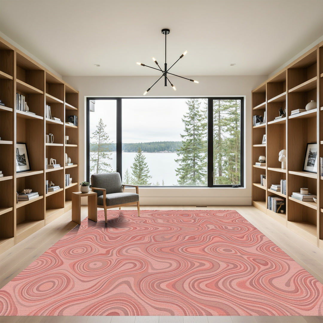 Coral Swirl Wood Grain Rug