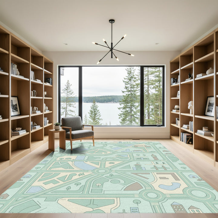 Urban Cityscape Geometric Road Network Rug