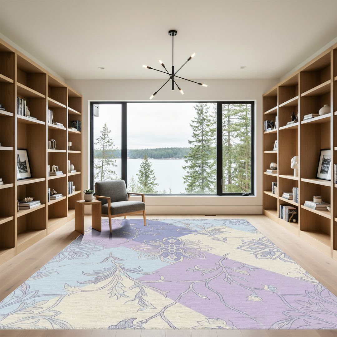 Patchwork Lavender Floral Vine Rug