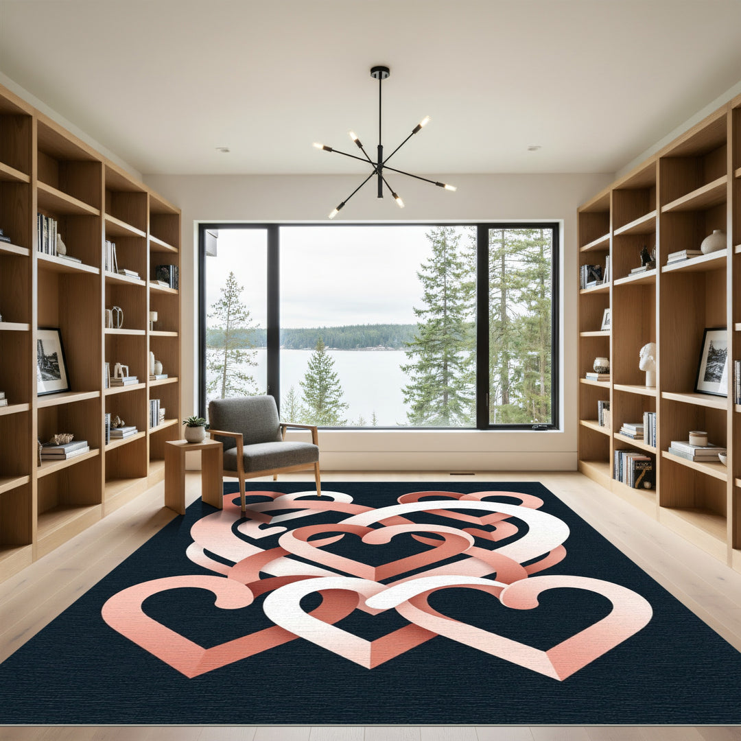 Woven Coral Heart Intertwine Rug