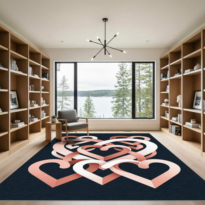 Woven Coral Heart Intertwine Rug