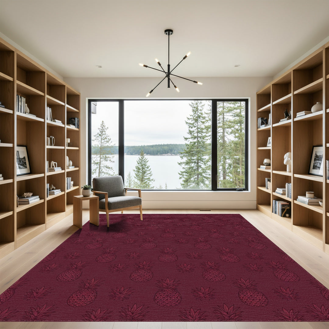 Rich Burgundy Pineapple Repeating Elements Rug