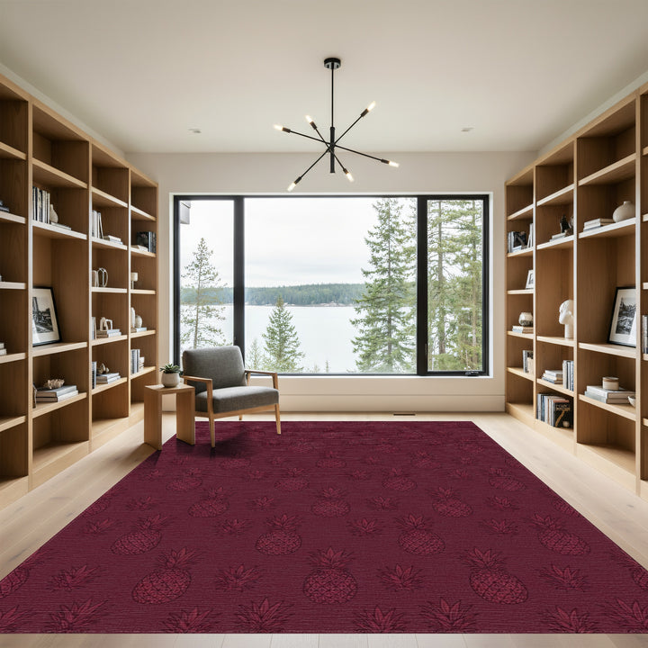 Rich Burgundy Pineapple Repeating Elements Rug