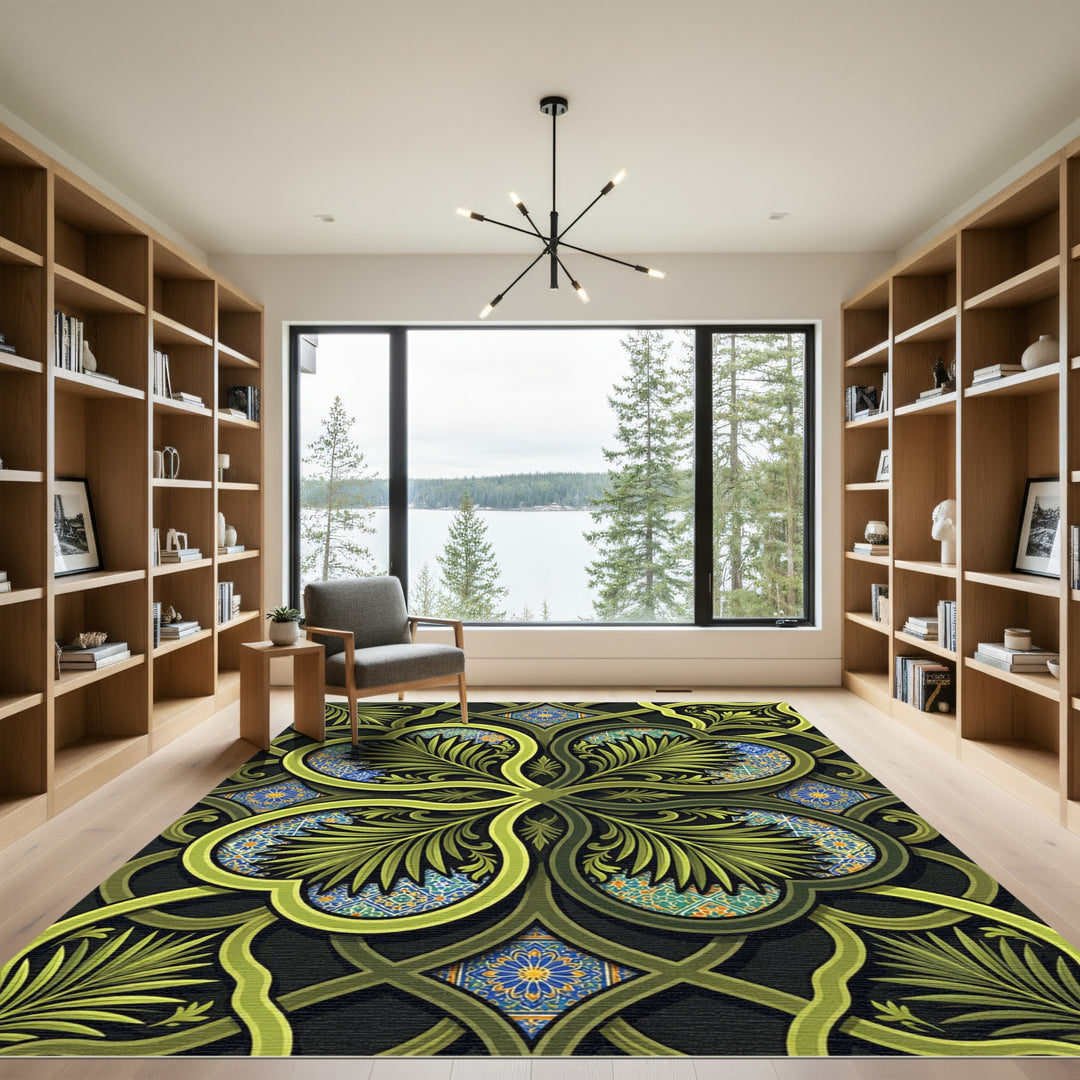 Four Leaf Clover Emerald Jewel Rug