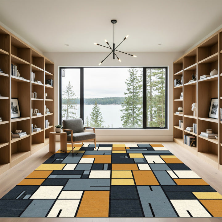 Modern Graphic Block Grid Rug