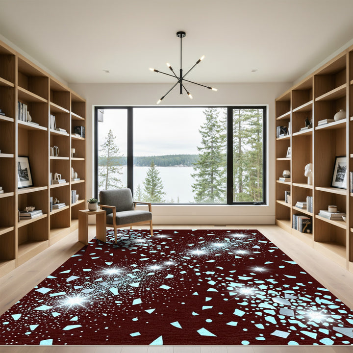 Deep Crimson Celestial Starburst Rug